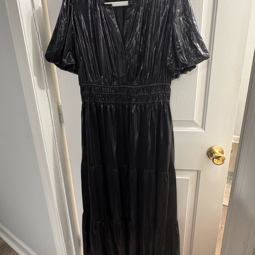 JODIFL Shiny Black Maxi Dress